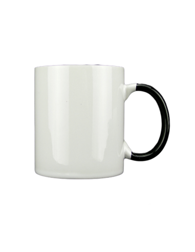 Taza blanca con interior y asa de color negro