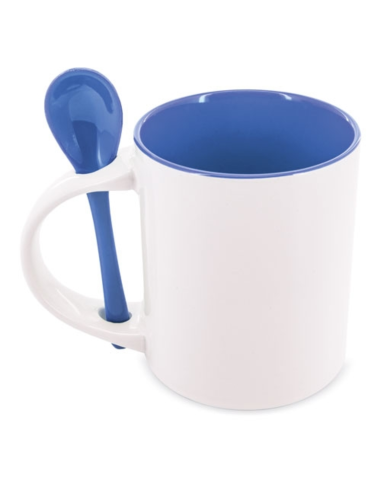 Taza con cucharilla azul