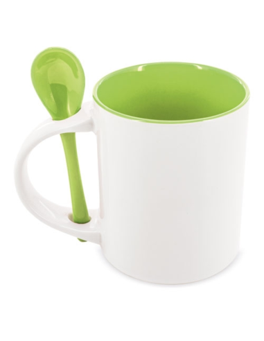 Taza con cucharilla verde